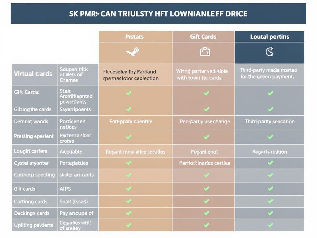 Steam低价区支付方式对比，包括虚拟卡、礼品卡和第三方支付