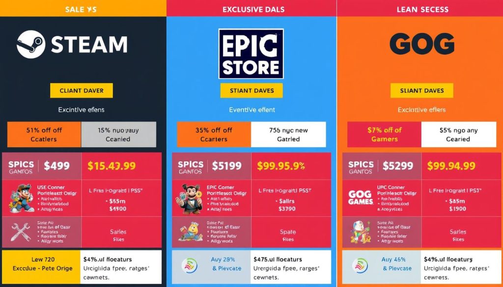 Steam、Epic和GOG三大平台促销活动对比图
