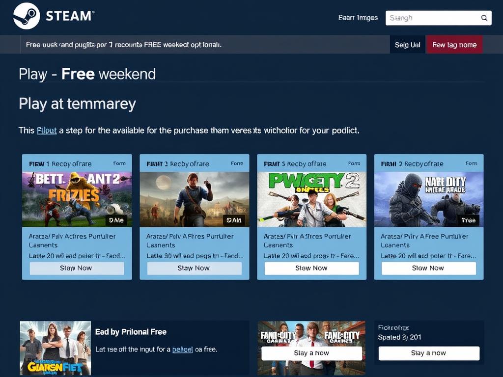 Steam免费周末活动展示页面