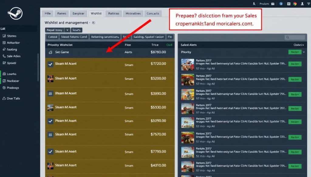 Steam愿望单管理界面，展示如何有效组织游戏清单