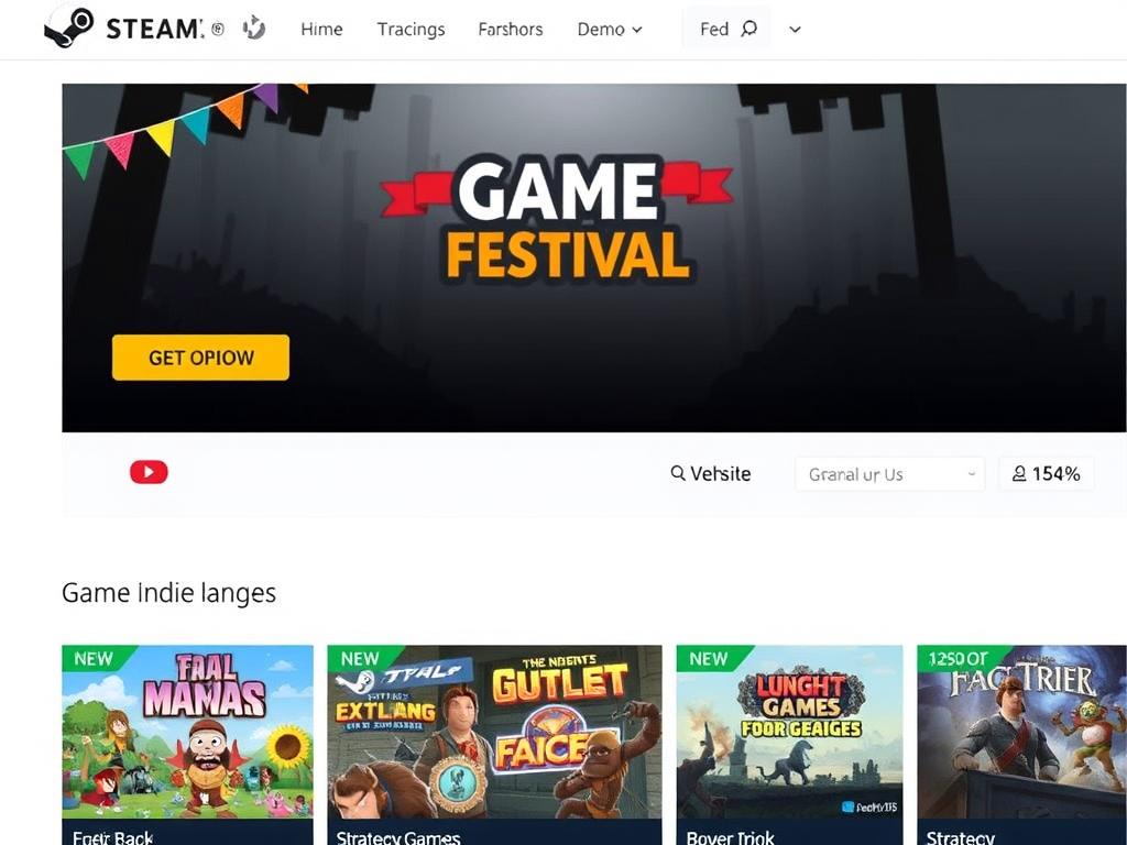 Steam游戏节活动页面，展示特定类型游戏的折扣