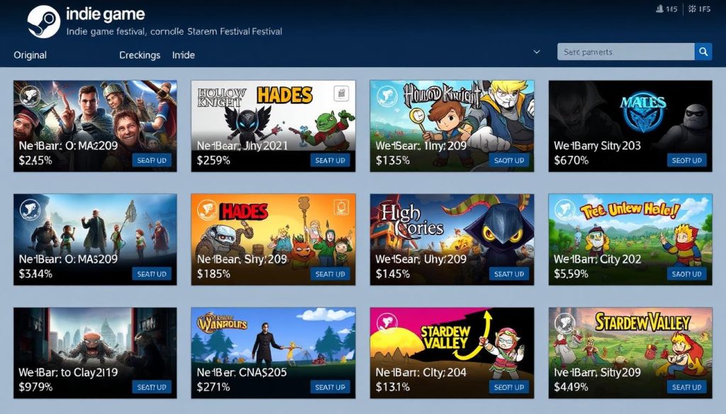 Steam独立游戏节展示多款独立游戏的折扣，进行Steam游戏折扣对比