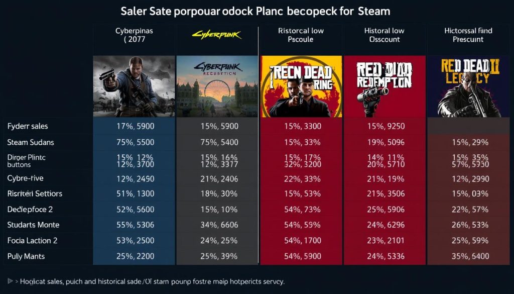 热门游戏在不同Steam特卖活动中的折扣对比图