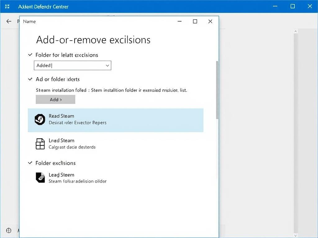 Windows Defender设置排除项的界面